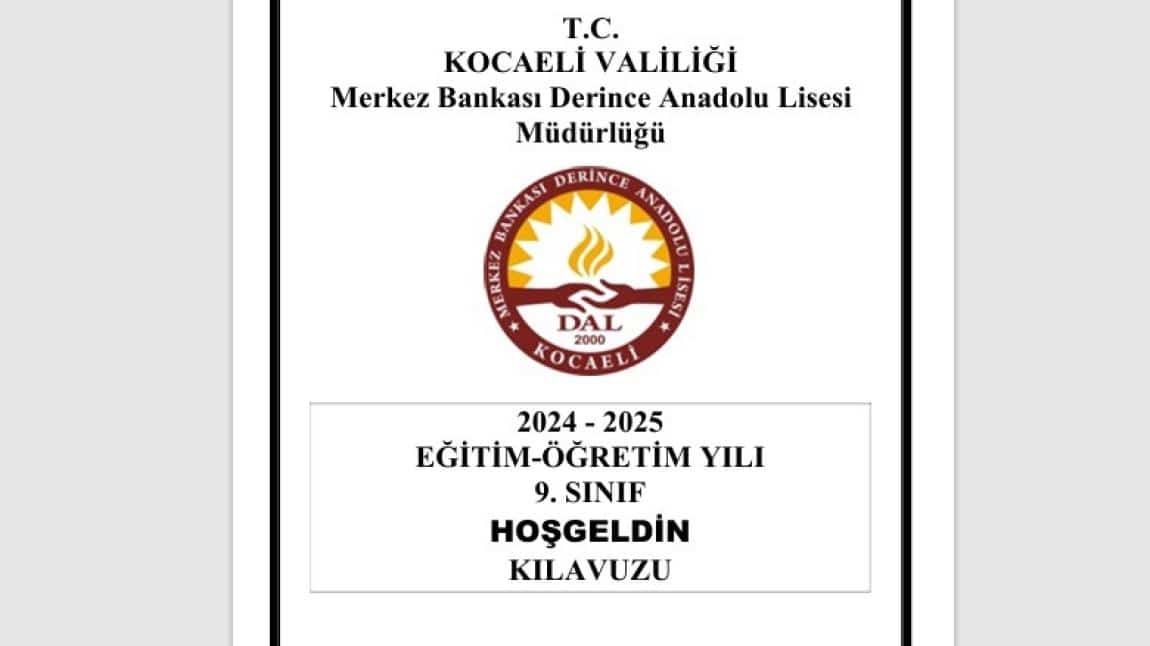 2024 - 2025 EĞİTİM - ÖĞRETİM YILI 9. SINIF HOŞGELDİN KILAVUZU YAYIMLANDI